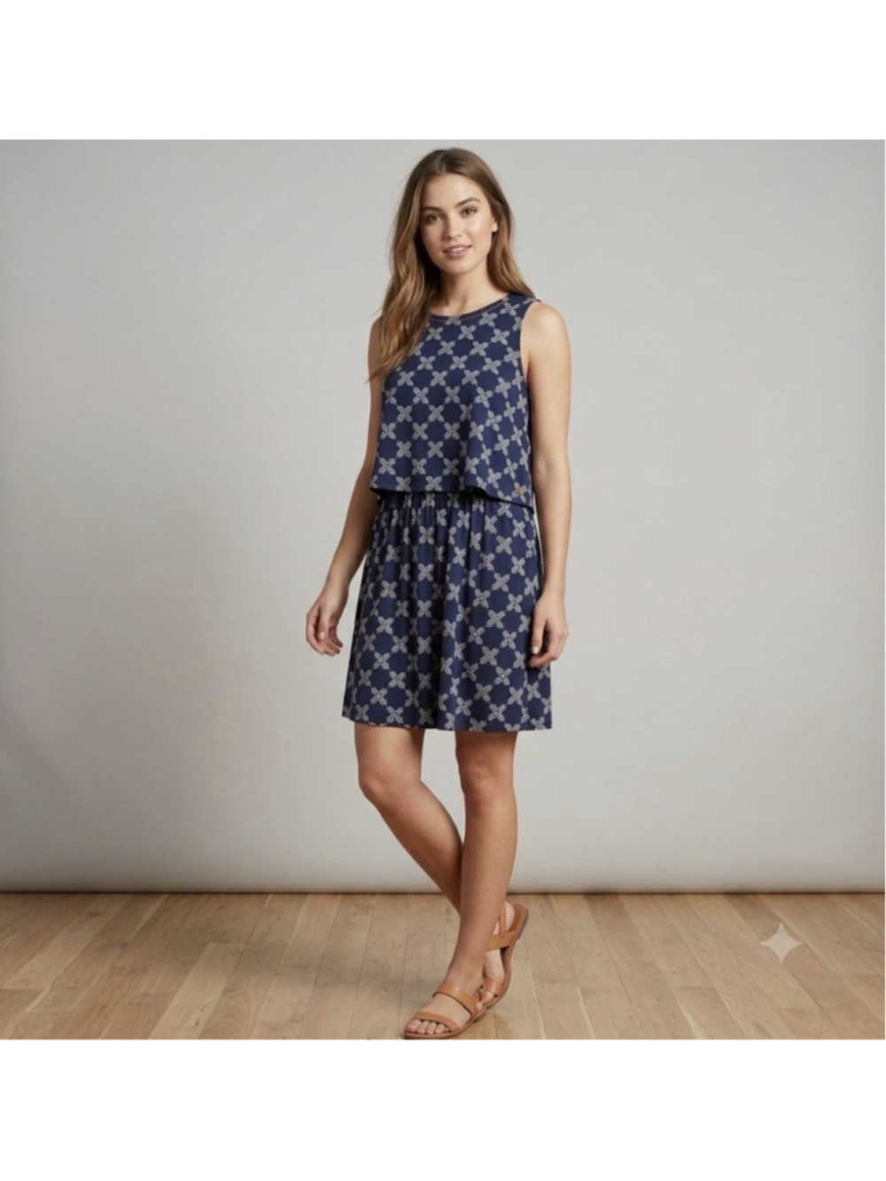 Hatley Navy Geometric Popover Dress Sz M